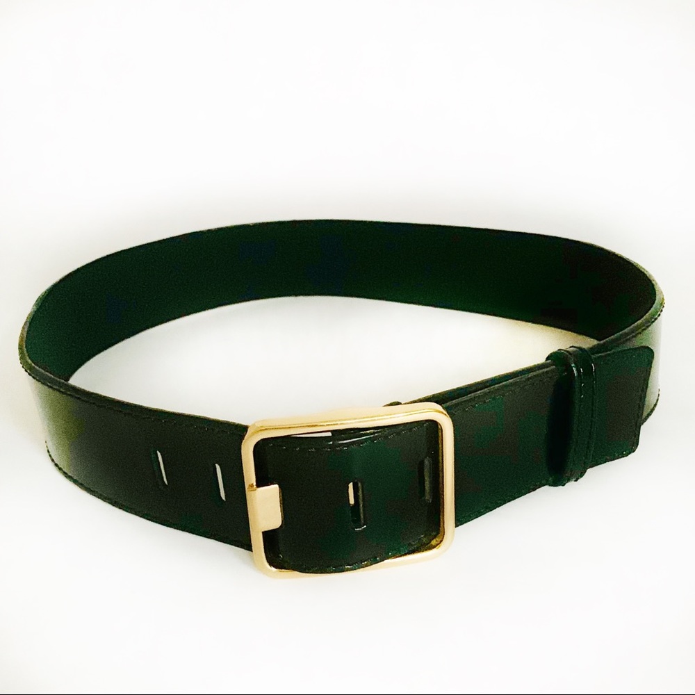 Black PU Belt w/Rectangle Shaped Gold Hardware M